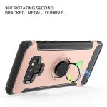 Wholesale Galaxy Note 9 360 Rotating Ring Stand Hybrid Case with Metal Plate (Rose Gold)